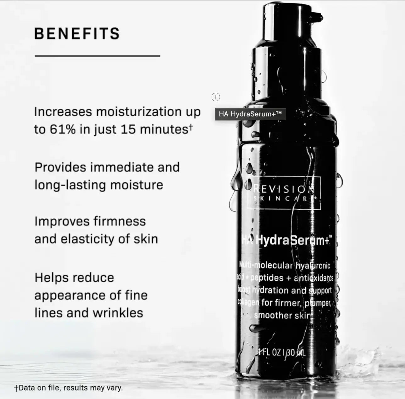 Revision HA Hydrating Serum bottle – professional hyaluronic acid serum for dry skin