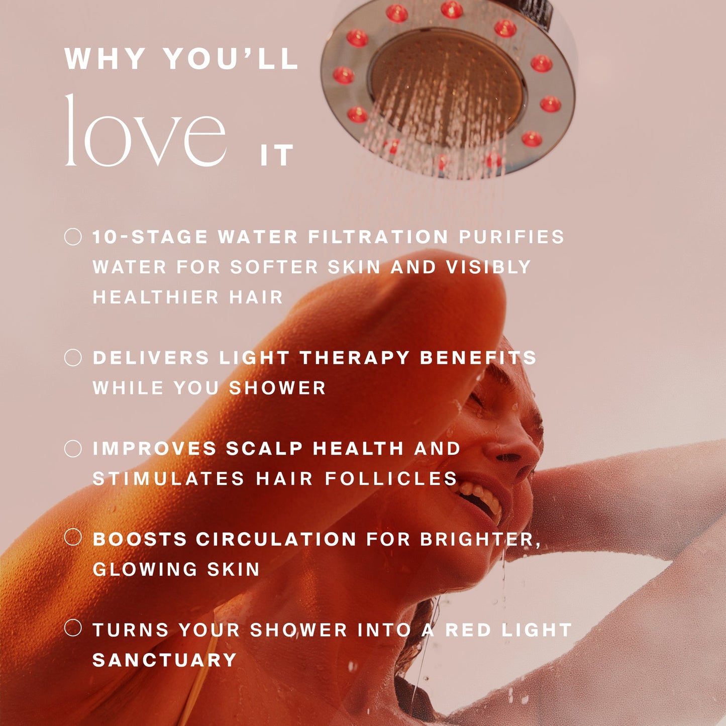HigherDOSE Red Light Shower Filter for Head-to-Toe Wound Optimization & Skin Health