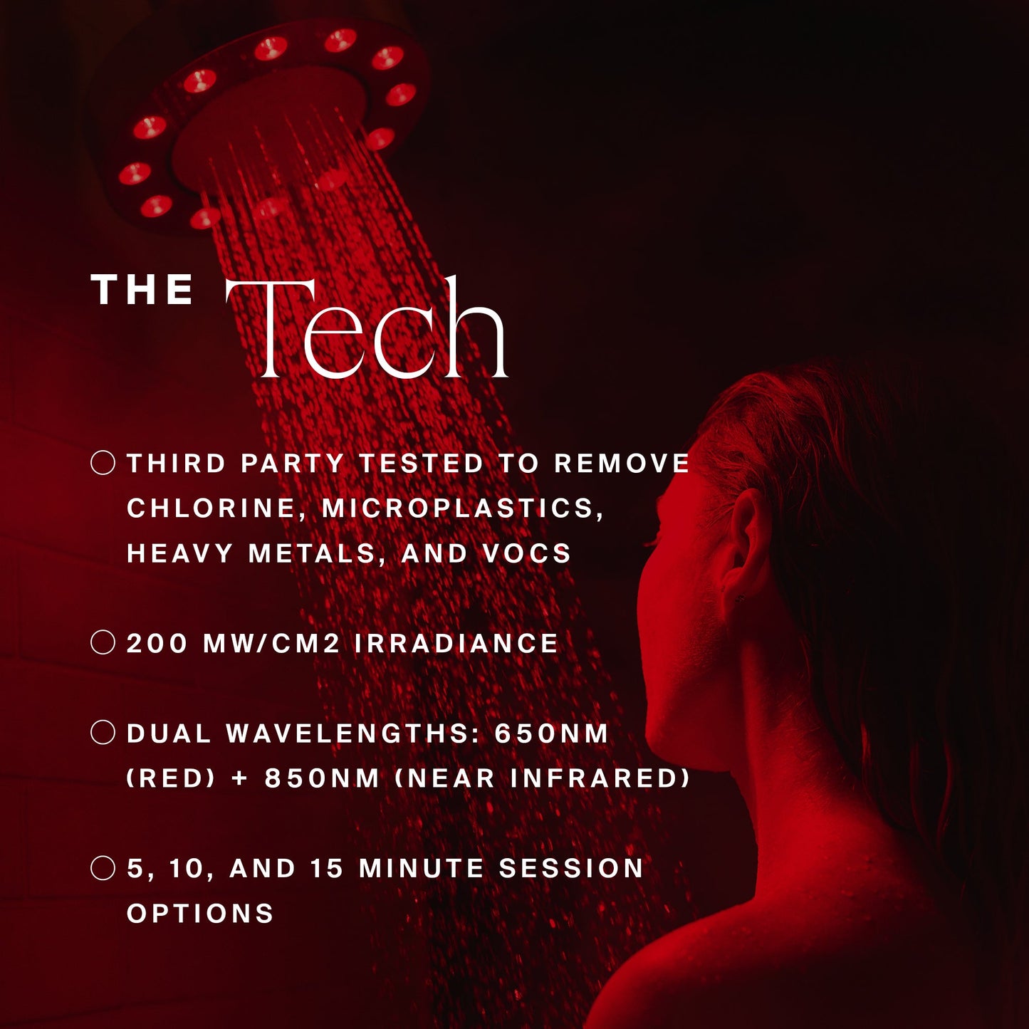 HigherDOSE Red Light Shower Filter for Head-to-Toe Wound Optimization & Skin Health