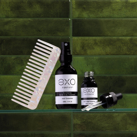 EXO ACTIVATE and EXO FORTIFY exosome hair and scalp kit by Exoceuticals