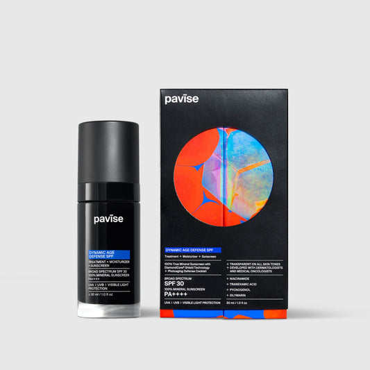 Pavise Dynamic Age Defense SPF 30 bottle and carton